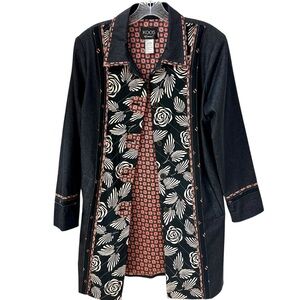 Koos of Course! Black Coat with Print Down Front Size Small